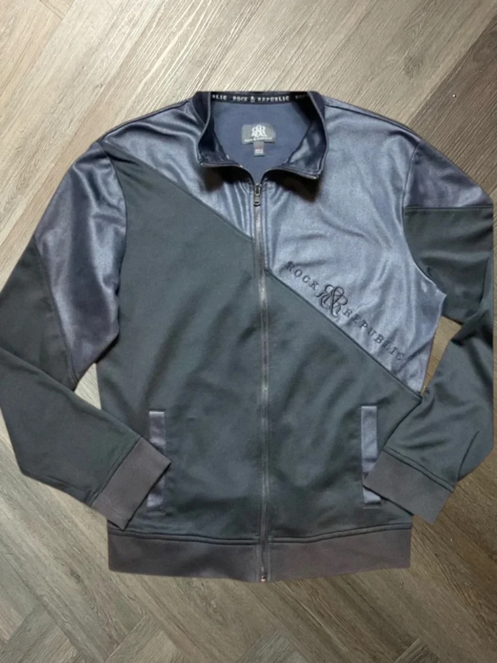 Rock & Republic Zip Up Streetwear Moto Biker Jacket Mens Large Black Casual